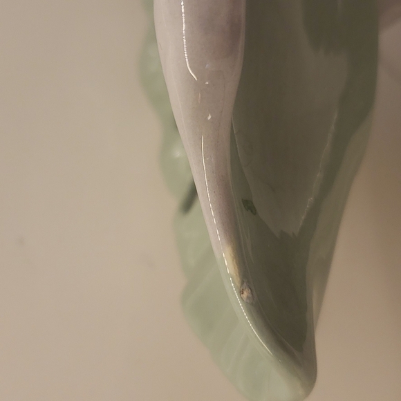 𝅺vintage ceramic soap dish dolphin pedestal green blue 7" x 7" - Picture 7 of 8